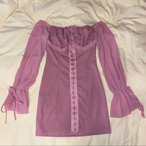 PrettyLittleThing Pink Off Shoulder Corset Dress